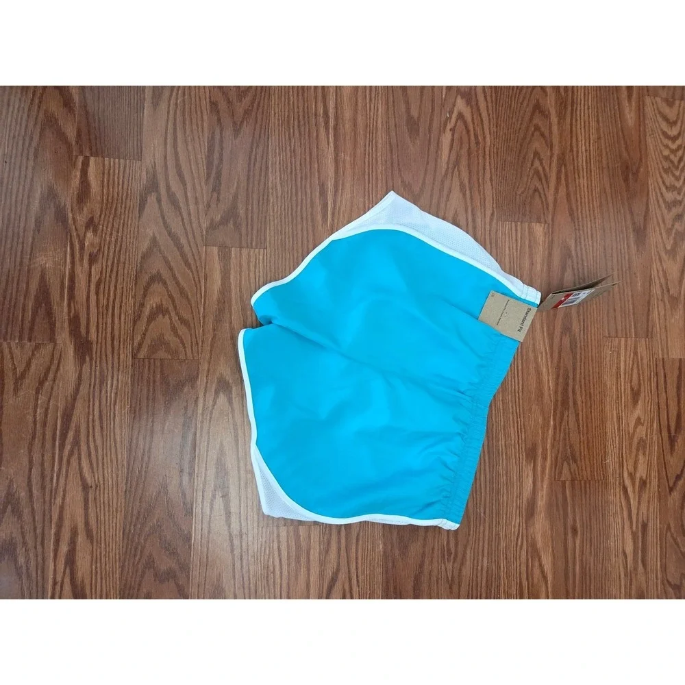 Nike Kids Girls Dry Tempo Running Shorts Teal Blue White 848276-413‎ Size L